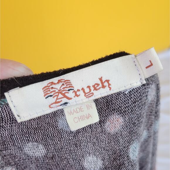 Aryeh Blue and Yellow Long Sleeve Mini Sweater Dress - Picture 4 of 5